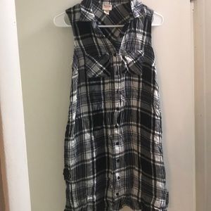 Plaid sleeveless mini dress